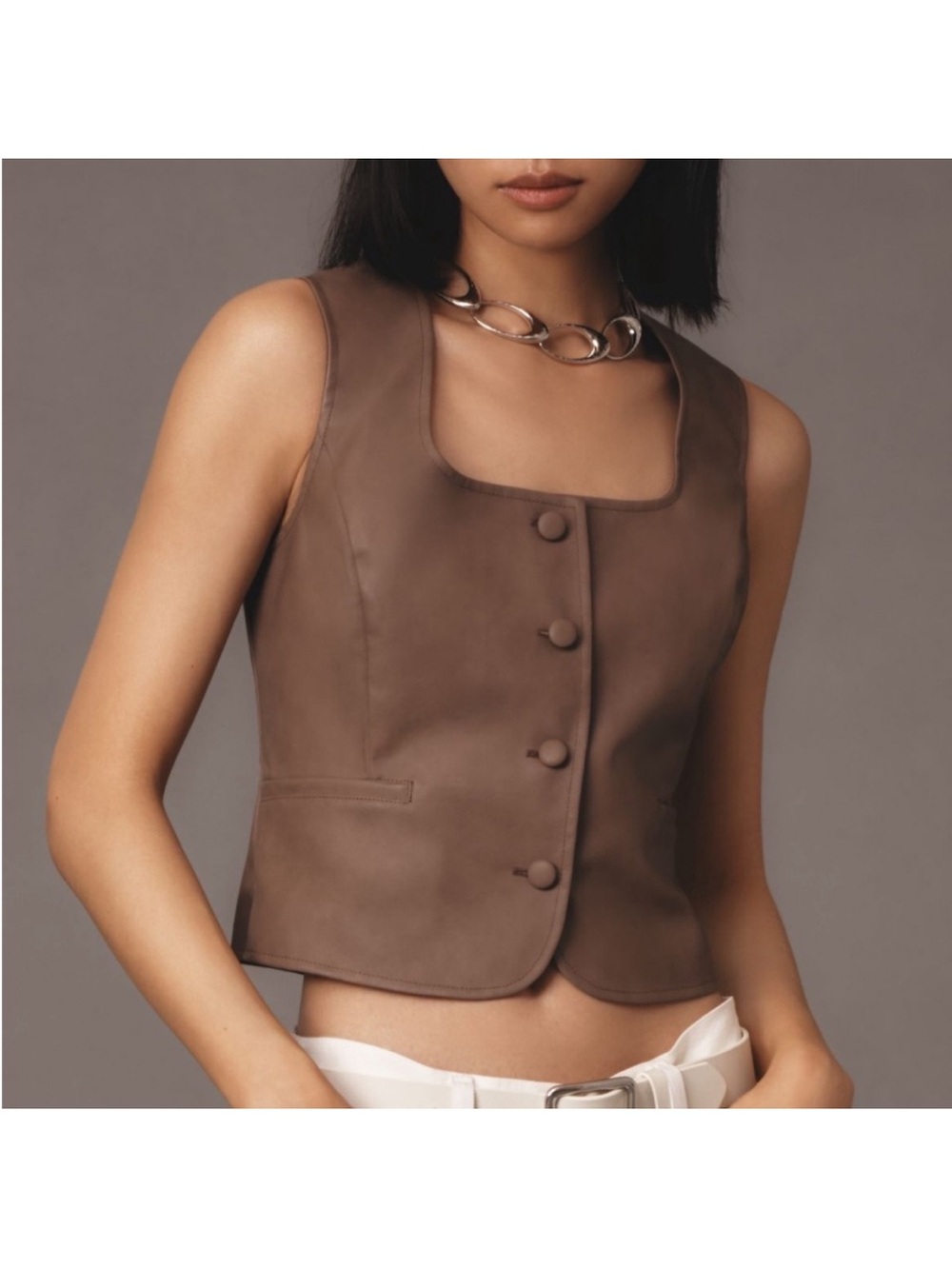 NWT Anthropologie Faux Leather Button-Up Vest